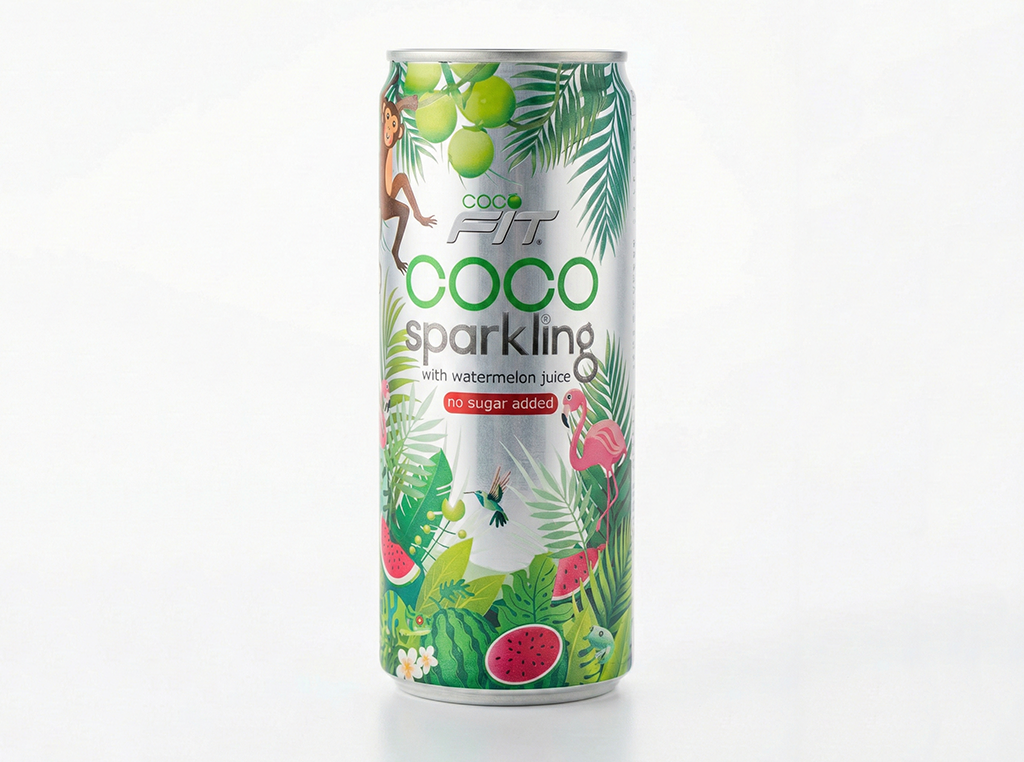 Cocofit – SPARKLING KOKOSNUSSWASSER MIT WASSERMELONE Aludose 24 pcs (Karton)