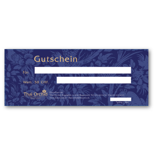 [:de]Thai Orchid Restaurant Gutschein 50 CHF[:en]Thai Orchid Restaurant Voucher 50 CHF[:] image 0