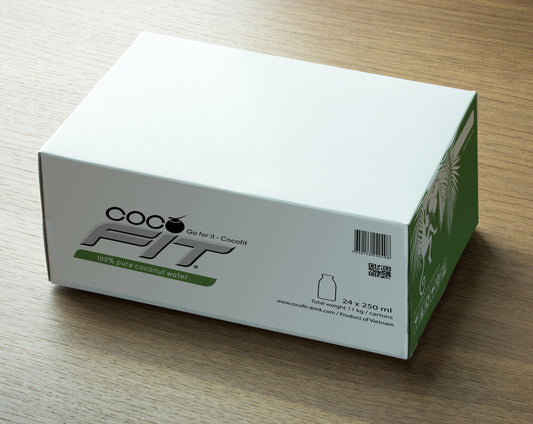 [:de]Cocofit -  100% KOKOSNUSSWASSER in Glasflasche 280ml. x 24 pcs (carton)[:en]Cocofit -100% coconut water in glass bottle 280ml. x 24 pcs[:] image 1